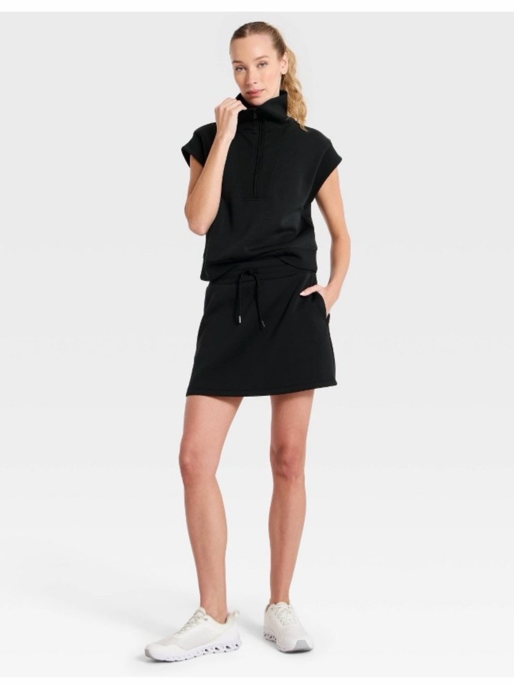 NWT All in Motion Black Drawstring Mini Skort